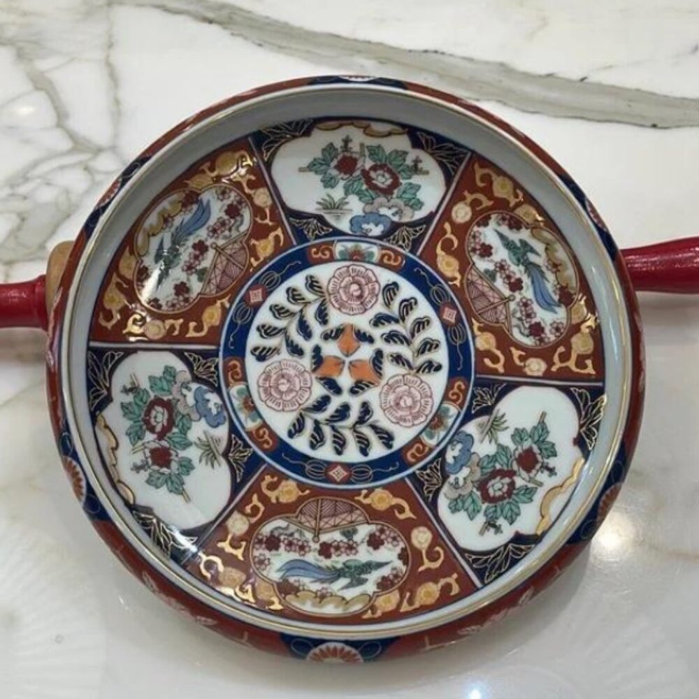 Japanese Gold Imari VINTAGE Handpainted 7 1/2" Panel Design Shallow Plate/Bowl